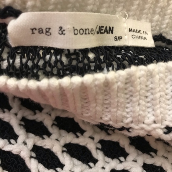 Rag & Bone Taryn Crochet Mesh Black White Sweater - Picture 3 of 9